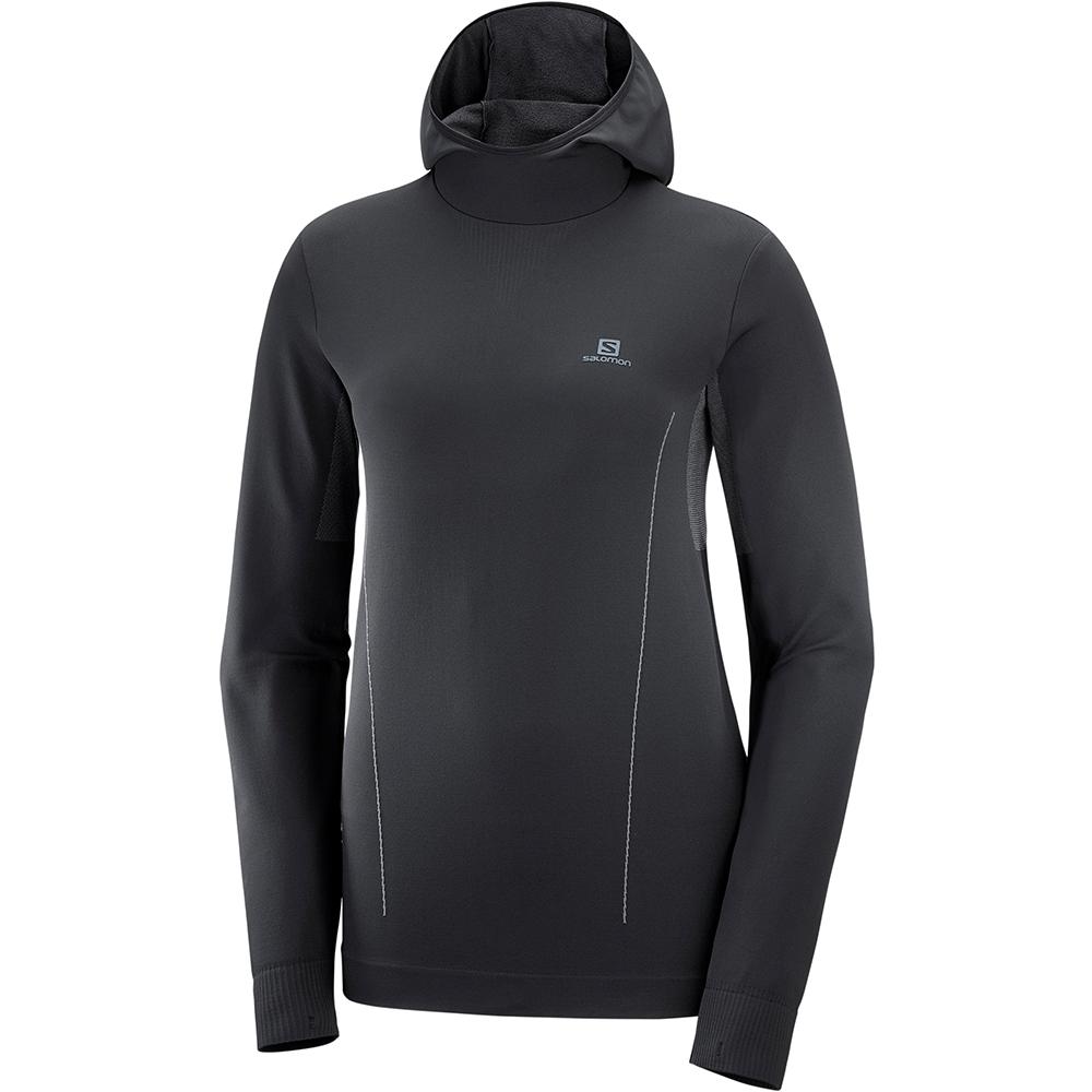 Salomon Singapore Womens Hoodie - COMET SEAMLESS W Black | 64701-TFDM